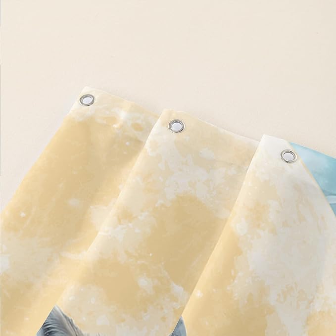 AILONEN 3D Printed Wolf Shower Curtain, Watercolor Floral Wolf Bath Curtain for Boys Girls Kids,Modern Minimalist White Waterproof Fabric Shower Curtain 72" W*72" H