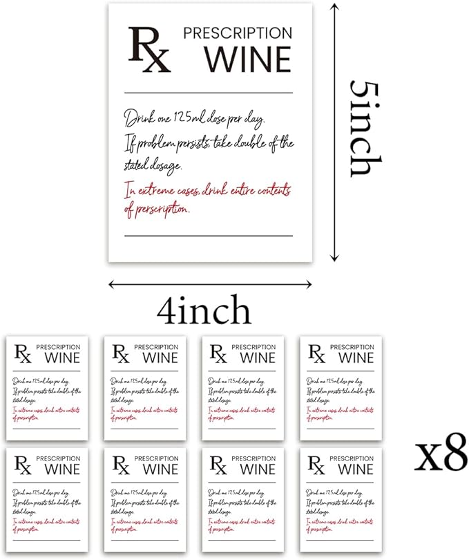 8 Pcs Pharmacist RX Wine Labels, Humor Pharmacist Retirement Appreciation Birthday Graduation Gifts for Women Men, Funny Pharmacy Technician Gift Wine Bottle Stickers Labels