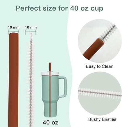 Accessories Set for Stanley 40oz including 6PCS Silicone Spill Proof Stopper 1PCS Straw Cover 1 PCS Siliconce Boot Sleevec 1 PCS Silicone Water Bottle Handle Strap 1PCS Straw & Cleaning Brush