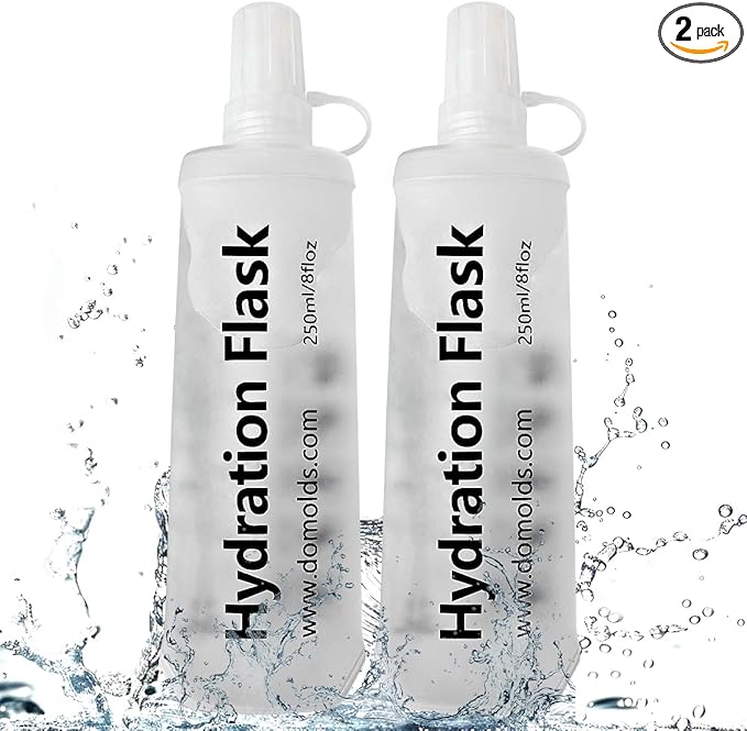 250ML Soft Flask, Running Water Bottle Foldable TPU Hydration Flask for Running Hydration Pack Cycling Hiking Marathon, Clear Pack of 2