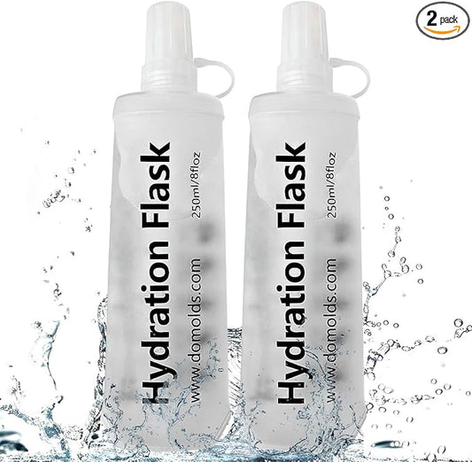 250ML Soft Flask, Running Water Bottle Foldable TPU Hydration Flask for Running Hydration Pack Cycling Hiking Marathon, Clear Pack of 2