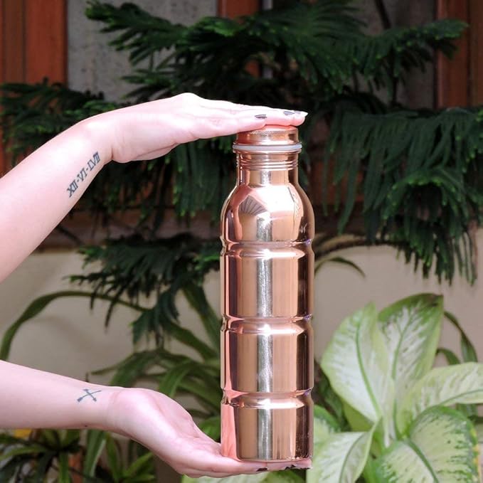 Pure Copper Water Bottle | Copper Stylish Bottle Joint Free with Ayurvedic Benefited 100% Pure and Leak Proof Bottle 33.84 US FL Ounce Capacity
