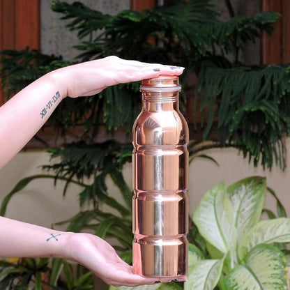 Pure Copper Water Bottle | Copper Stylish Bottle Joint Free with Ayurvedic Benefited 100% Pure and Leak Proof Bottle 33.84 US FL Ounce Capacity