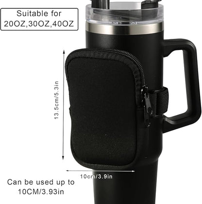 SAVITA Water Bottle Pouch for Stanley, Multifunctional Water Bottle Pouch Adjustable Gym Bottle Pouch for Stanley Quencher Adventure 40oz & Stanley IceFlow 20oz 30oz (Black)