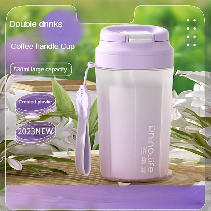 RhinoLife Premium Quality Motivational Water Bottle with Straw Lid, Shaker Gym, BPA Free Tritan Plastic 18OZ (Purple Haze)