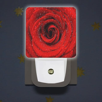 LED Night Lights Lamp with Dusk to Dawn Sensor, A Big Red Rose Night Lamp, Night Lights Plug Into Wall for Kids Room, Bedroom, Bathroom, Kitchen, Hallway