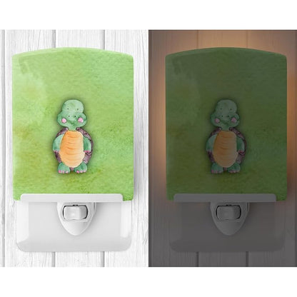 Caroline's Treasures BB7382CNL Turtle Watercolor Ceramic Night Light Compact, UL-Certified, Ideal for Bedroom, Bathroom, Nursery, Hallway, Kitchen, 6x4x3, Multicolor