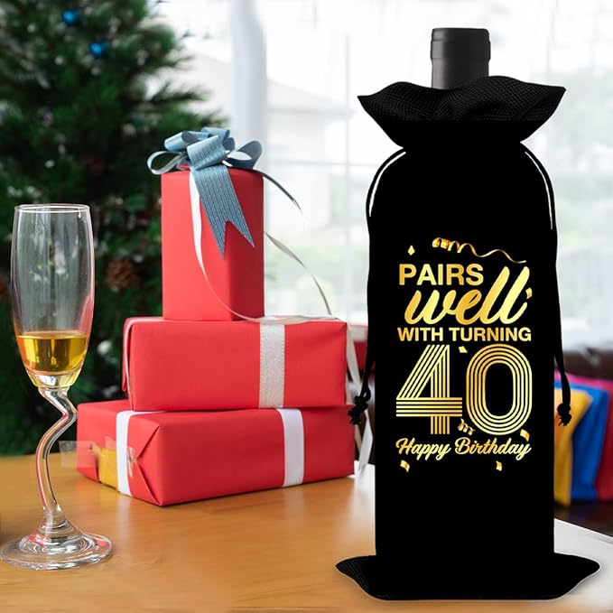 40th Birthday Gifts Wine Bag Congratulations Gifts for Women Men Parents Mom Dad Anniversary 1984 Birthday Wine Gift Bag