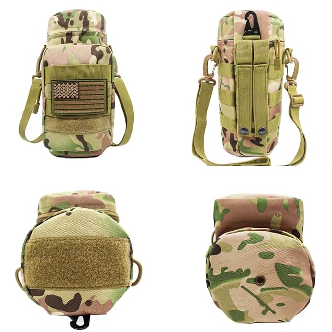 Outdoor Military Tactical Water Bottle Bag, Multi-Function Mount Water Bottle Bag for Camping Trip, with Adjustable Shoulder Strap, Large-Capacity Water Bottle Bag on Waist