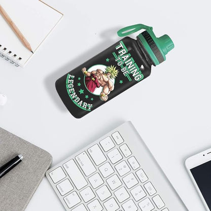 JUST FUNKY Dragon Ball Super Saiyan Goku Water Bottle w/Sporty Green Cap [BLACK 32oz] Hydro Tumbler Flask, Anime Plastic Water Bottle (OFFICIALLY LICENSED)