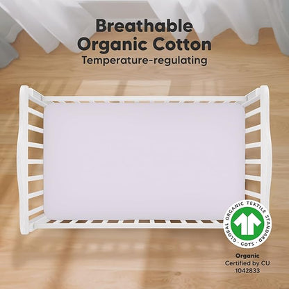 2-Pack Organic Crib Sheets for Boys, Girls - Jersey Fitted Crib Sheet, Baby Crib Sheets Neutral, Crib Mattress Sheet, Cotton Crib Sheets, Breathable Crib Sheet, Baby Mattress Sheets (Thistle)