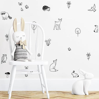 Woodland Wall Decals Wilderness Stickers Removable Decals Forest Decals Forest Animals Boys Nursery Bedroom Decor