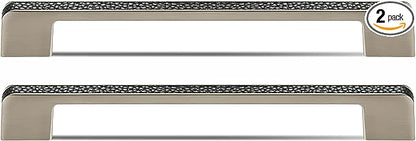 Leather Handle Brass Leather Handle Nordic Minimalist Style Handle Wardrobe Dressing Table Bedroom Living Room Kitchen Handle Hardware Furniture - 2 Pack (Black, 192mm(7-1/2in))