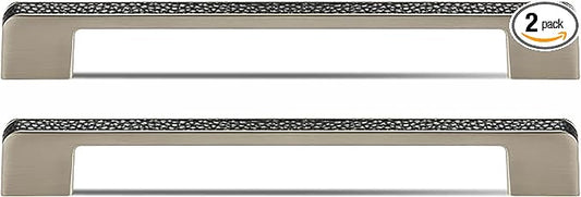 Leather Handle Brass Leather Handle Nordic Minimalist Style Handle Wardrobe Dressing Table Bedroom Living Room Kitchen Handle Hardware Furniture - 2 Pack (Black, 192mm(7-1/2in))