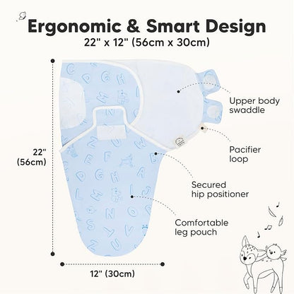 3-Pack Organic Baby Swaddle Sleep Sacks - Newborn Swaddle Sack, Ergonomic Baby Swaddles 0-3 Months, Swaddles for Newborns, Baby Sleep Sack, Baby Swaddle Blanket Wrap,Baby Essentials (ABC Land Cloud)