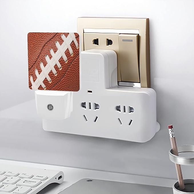 LED Night Lights Lamp with Dusk to Dawn Sensor, Full Frame Rugby Ball Night Lamp, Night Lights Plug Into Wall for Kids Room, Bedroom, Bathroom, Kitchen, Hallway