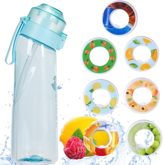 Air Water Bottle 8PCS Flavor Pods 22oz Fruit Fragrance Scented Water Cup BPA Free 0% Sugar For Outdoor Sports,Gifts From Friends, Birthday Gifts (1 bottle Blue+7 pods in random flavors)