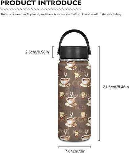 Coffee Insulated Water Bottle 20 oz Stainless Steel Water Bottles for Travelling, Camping, Cycling Water Bottle Vacuum Insulated Cup Reusable Water Bottle