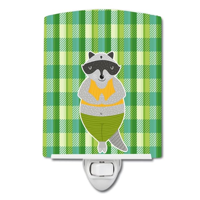 Caroline's Treasures BB6774CNL Raccoon Ceramic Night Light Compact, UL-Certified, Ideal for Bedroom, Bathroom, Nursery, Hallway, Kitchen, 6x4x3, Multicolor