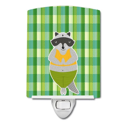 Caroline's Treasures BB6774CNL Raccoon Ceramic Night Light Compact, UL-Certified, Ideal for Bedroom, Bathroom, Nursery, Hallway, Kitchen, 6x4x3, Multicolor