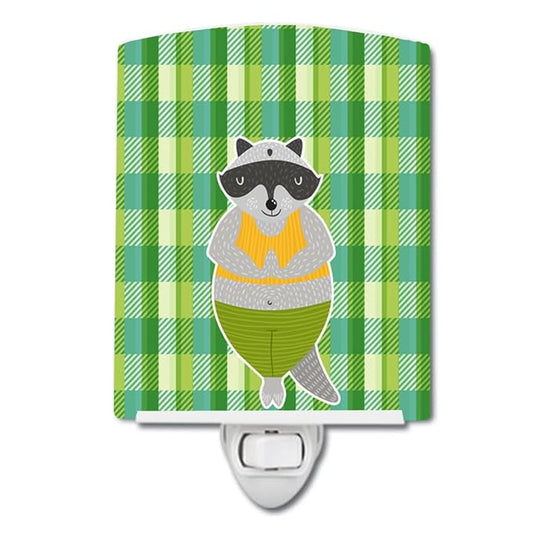 Caroline's Treasures BB6774CNL Raccoon Ceramic Night Light Compact, UL-Certified, Ideal for Bedroom, Bathroom, Nursery, Hallway, Kitchen, 6x4x3, Multicolor