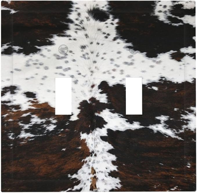 Western Farm Highland Cow Double Toggle Light Switch Cover Decorative 2 Gang Wall Plate Electrical Faceplate Switchplate Dimmer Plates for Farmhouse Bathroom Bedroom Living Room Bathroom Decor