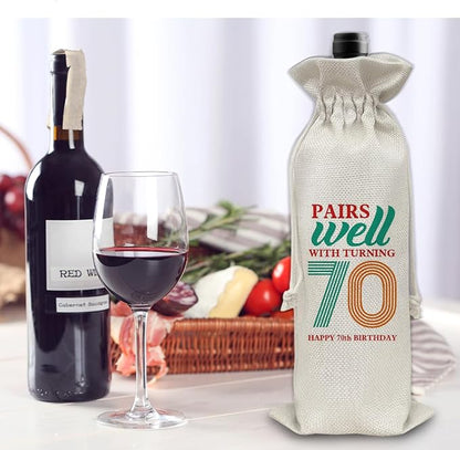 70th Birthday Gifts Wine Bag Congratulations Gifts for Women Men Parents Mom Dad Anniversary 1954 with Time Information Wine Gift Bag