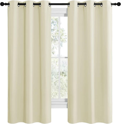 NICETOWN Kitchen Curtains for Decoration, Thermal Insulated Grommet Room Darkening Draperies/Panels for Laundry (Beige, 2 Panels, W42 x L68 inches)