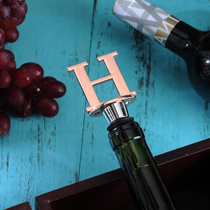 Miicol Wine Bottle Stopper, Prosecco Stopper, Rose Gold Wine Stopper, Personalised Champagne Stopper, Initial Wine Stopper, Funny Prosecco Gift, Wine Lovers Gift, Kitchen Decor, Letter H