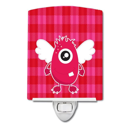 Caroline's Treasures BB9120CNL Monster Angel on Plaid #2 Ceramic Night Light Compact, UL-Certified, Ideal for Bedroom, Bathroom, Nursery, Hallway, Kitchen, 6x4x3, Multicolor