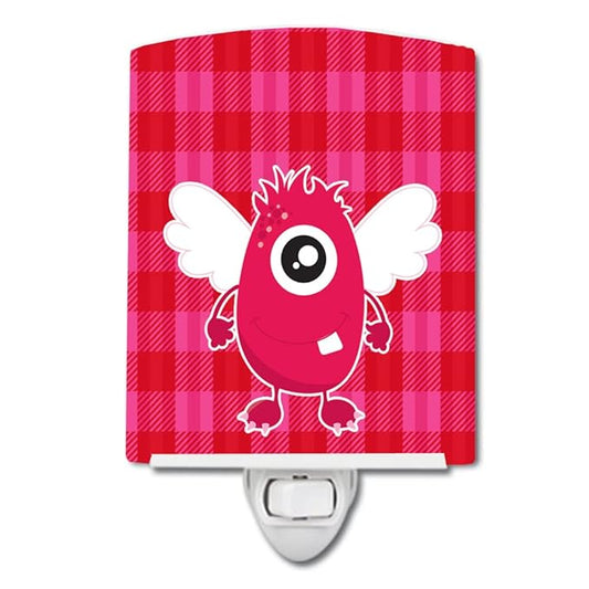 Caroline's Treasures BB9120CNL Monster Angel on Plaid #2 Ceramic Night Light Compact, UL-Certified, Ideal for Bedroom, Bathroom, Nursery, Hallway, Kitchen, 6x4x3, Multicolor