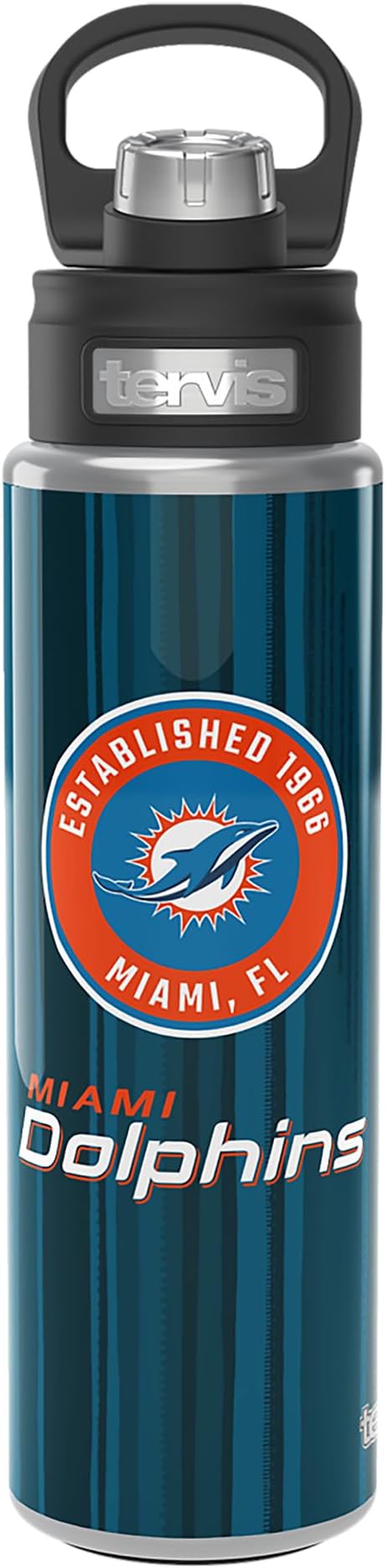 Tervis NFL Miami Dolphins-All in Water, 24oz Wide Mouth Bottle, Stainless Steel