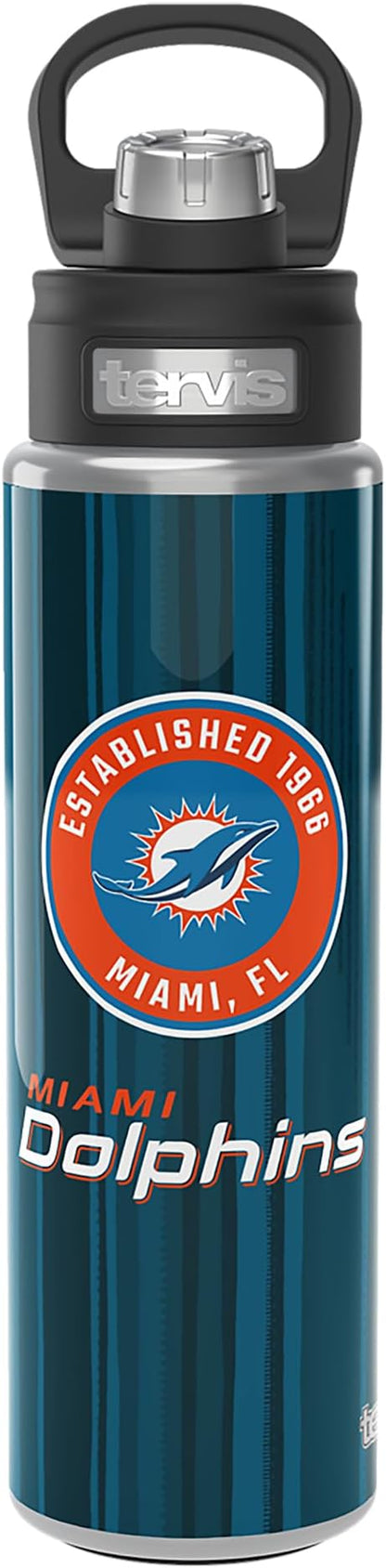 Tervis NFL Miami Dolphins-All in Water, 24oz Wide Mouth Bottle, Stainless Steel
