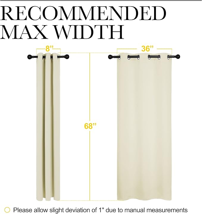 NICETOWN Kitchen Curtains for Decoration, Thermal Insulated Grommet Room Darkening Draperies/Panels for Laundry (Beige, 2 Panels, W42 x L68 inches)