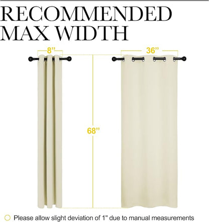 NICETOWN Kitchen Curtains for Decoration, Thermal Insulated Grommet Room Darkening Draperies/Panels for Laundry (Beige, 2 Panels, W42 x L68 inches)