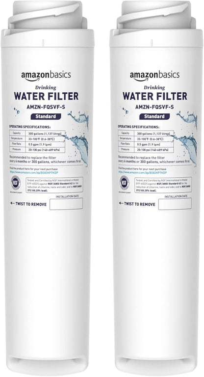 Amazon Basics Replacement GE FQSVF Drinking Water System Filter, 2-Pack, Standard Filtration