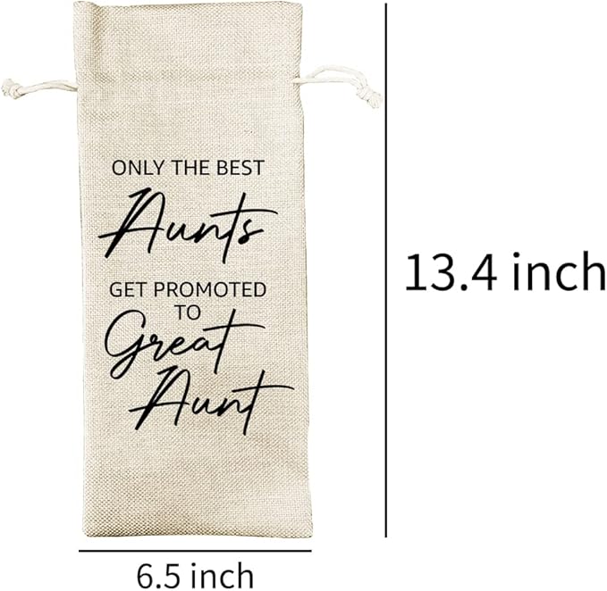 Aunt Gifts Wine Bag Only the Best Aunt Get Promoted to Great Aunt, Pregnancy Announcement Gift, Wine Bag for Aunt, Baby Reveal Wine Bag, Baby Announcement Wine Bag (DL052)