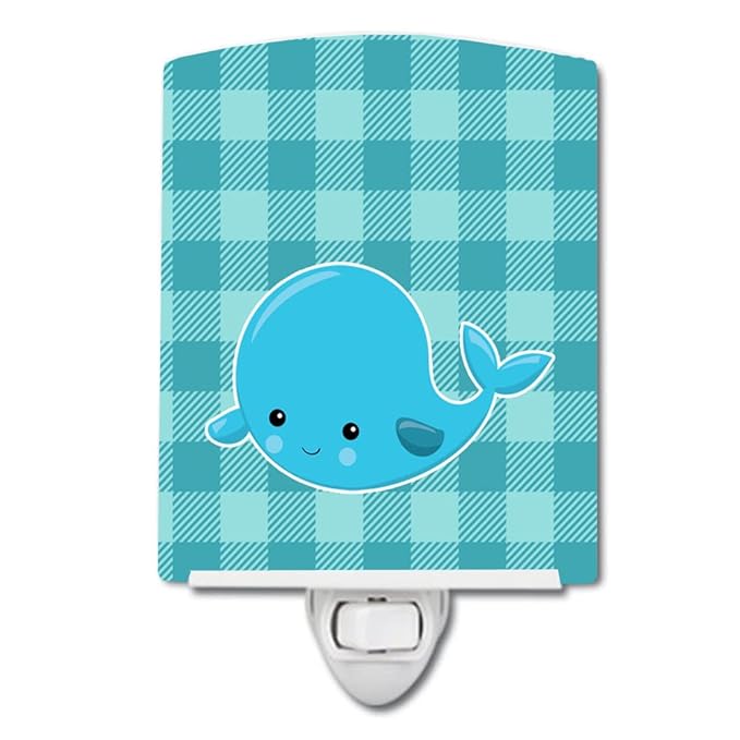 Caroline's Treasures BB8890CNL Nautical Whale #2 Ceramic Night Light Compact, UL-Certified, Ideal for Bedroom, Bathroom, Nursery, Hallway, Kitchen, 6x4x3, Multicolor