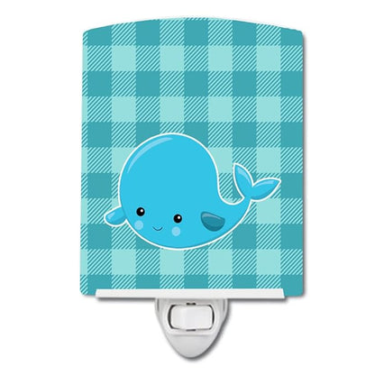 Caroline's Treasures BB8890CNL Nautical Whale #2 Ceramic Night Light Compact, UL-Certified, Ideal for Bedroom, Bathroom, Nursery, Hallway, Kitchen, 6x4x3, Multicolor