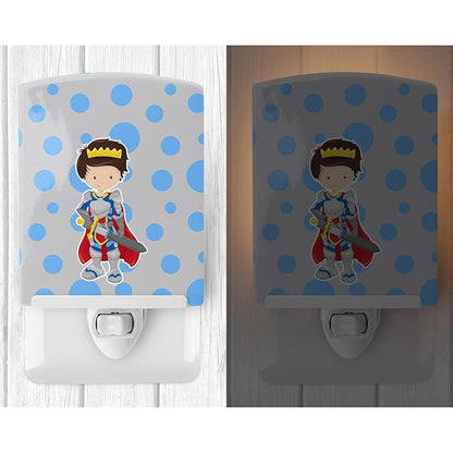 Caroline's Treasures BB8743CNL Brunette Boy Knight Ceramic Night Light Compact, UL-Certified, Ideal for Bedroom, Bathroom, Nursery, Hallway, Kitchen, 6x4x3, Multicolor