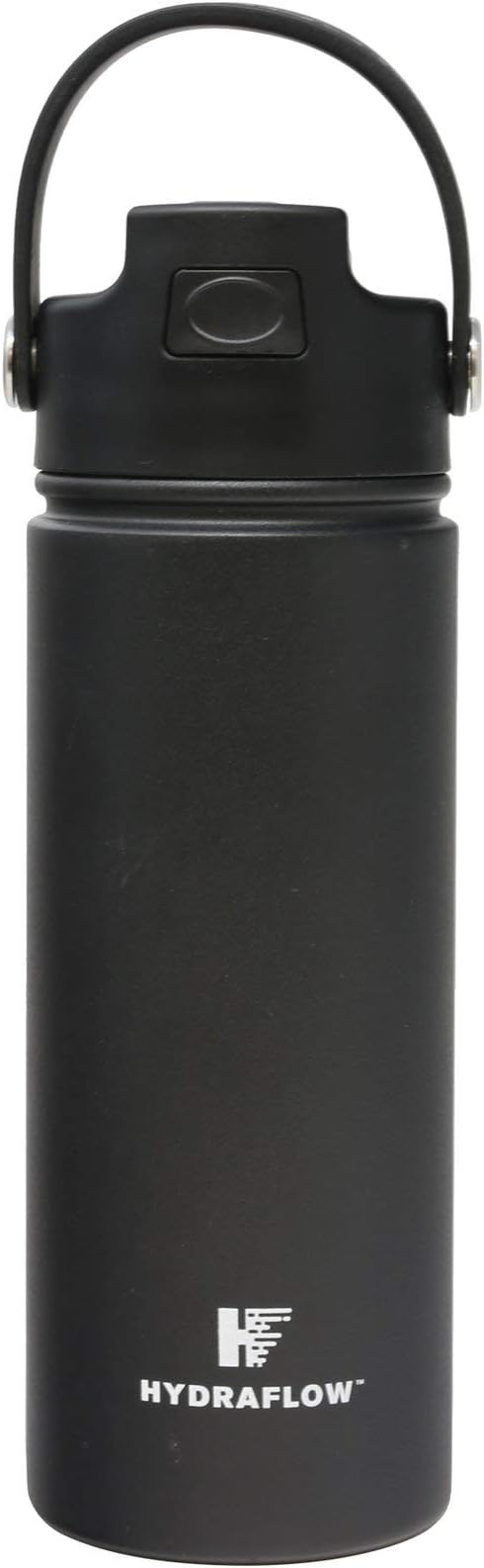 Hydraflow Hybrid - Triple Wall Vacuum Insulated Water Bottle with Flip Straw (17oz, Powder Black) Stainless Steel Metal Thermos, Reusable Leak Proof BPA-FREE for Sports and Travel