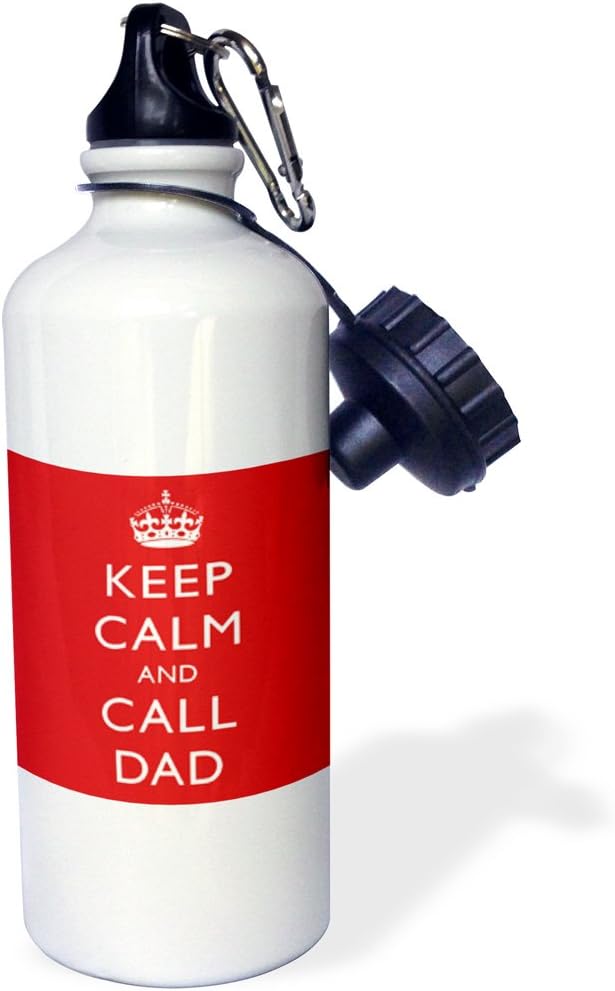 3dRose Keep calm and call dad. Red. -Sports Water Bottle, 21oz , 21 oz, Multicolor