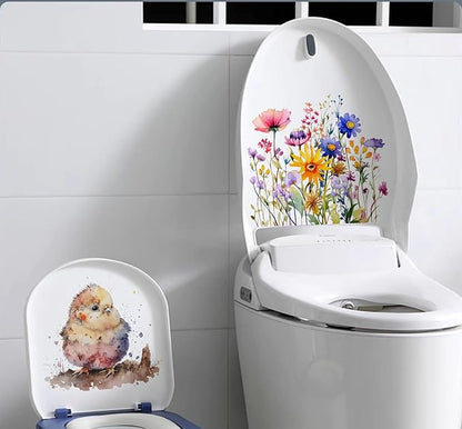 Lovely Cute Watercolor Chicken Wall Stickers Decals, Farm Animals Decor Vinyl Waterproof Peel Removable Self-Adhesive Murals for Nursery Kids Bedroom Bathroom Toilet Playroom Furniture Classroom