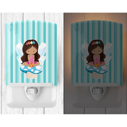 Caroline's Treasures BB6905CNL Fairy on Mushroom Ceramic Night Light Compact, UL-Certified, Ideal for Bedroom, Bathroom, Nursery, Hallway, Kitchen, 6x4x3, Multicolor