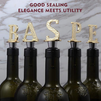 Miicol Wine Bottle Stopper, Prosecco Stopper, Gold Wine Stopper, Personalised Champagne Stopper, Initial Wine Stopper, Funny Prosecco Gift, Wine Lovers Gift, Kitchen Decor, Letter S