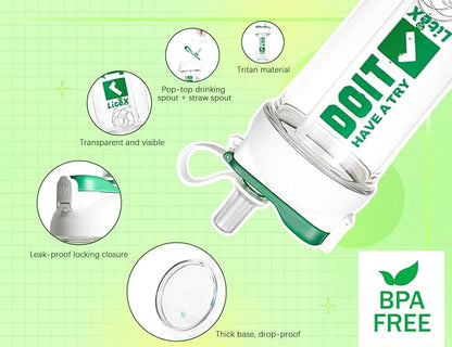 Litex Shaker Bottles for Protein Shakes, 26oz Blender Shaker Bottle for Pre-Workout,Shaker Cups with Straw, BPA-free Tritan Mixer Bottles for Protein Powder,with Cup Brush and Instructions (White)