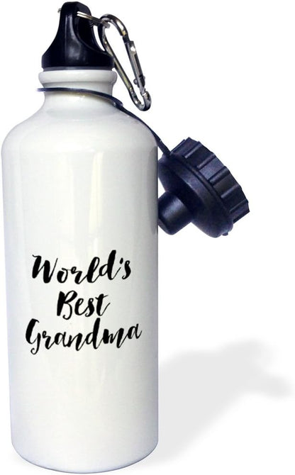 3dRose Phrase-Worlds Best Grandma-Sports Water Bottle, 21oz