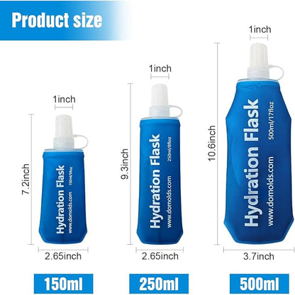 250ML Soft Flask, Running Water Bottle Foldable TPU Hydration Flask for Running Hydration Pack Cycling Hiking Marathon