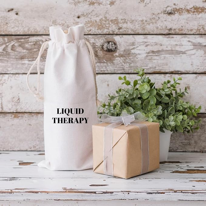 Andaz Press Mothers Day Wine Bag, Liquid Therapy, Mothers Day Wine Bottle Cover, Mother's Day Gifts, Canvas Wine Gift Bag Champagne Bottle Bag Funny Wine Bags For Wine Bottles Gifts 1-Pack