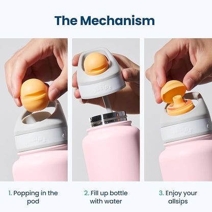 32oz Stainless Steel Air Water Bottle with Straw & 7 Refresher ScentSip Flavor Pods | Leak-Proof, Dishwasher Safe | Zero Calorie, Zero Sugar Flavored Water Bottle（Pink）